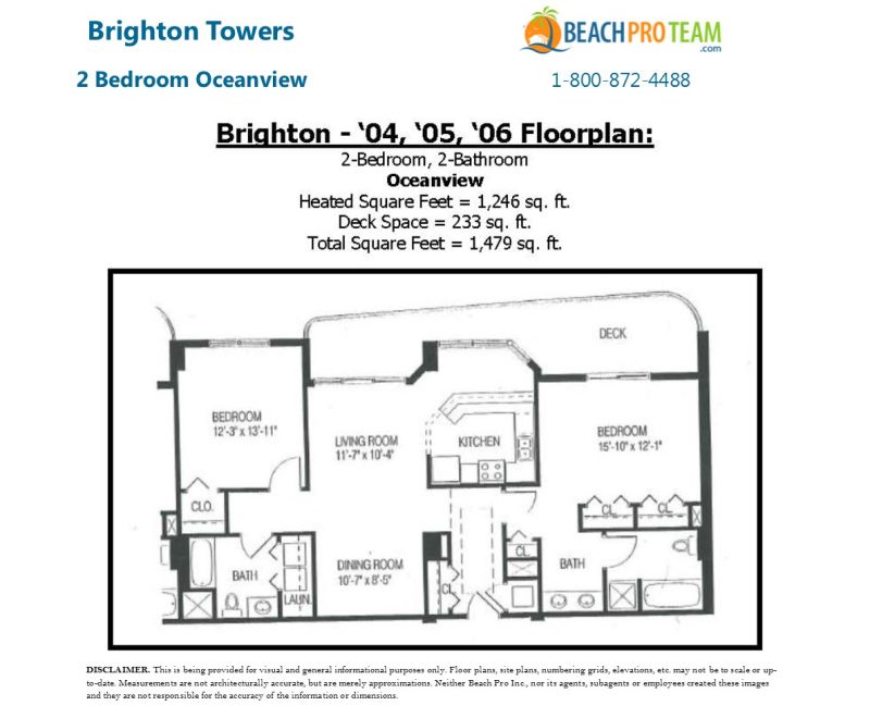 Brighton Tower Floor Plan - 2 Bedroom Ocean View